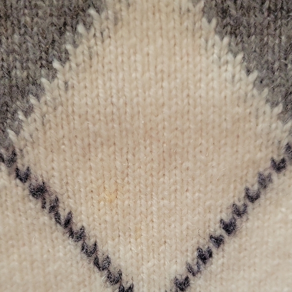 BERK Vintage 100% Cashmere Pink and Gray Argyle V-Neck Sweater Size L - Picture 8 of 11